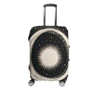 LYHVSFJW Copertura elastica per bagagli in bianco e nero con sole luna galassia lavabile custodia da viaggio durevole custodia da viaggio con aperture con cerniera adatta per bagagli da 19-32 pollici