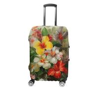 LYHVSFJW Copertura elastica per bagagli, motivo: bouquet di fiori, lavabile, resistente, da viaggio, con aperture con cerniera, adatta per bagagli da 48 a 81 cm, bianco, M, Fiori e Animali