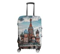 LYHVSFJW Copertura elastica per bagagli, motivo: Cattedrale di San Basilio a Mosca, lavabile, resistente, con aperture per cerniera, adatta per bagagli da 48-81 cm, bianco, M, Fiori e Animali