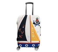 LYHVSFJW Copertura elastica per bagagli, motivo: pirata nautica, lavabile, resistente, con aperture con cerniera, adatta per bagagli da 48-81 cm, bianco, XL, Fiori e Animali