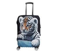 LYHVSFJW Copertura elastica per bagagli, motivo: tigre nello spazio, lavabile, resistente, con aperture con cerniera, adatta per bagagli da 48 a 81 cm, bianco, M, Fiori e Animali