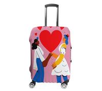 LYHVSFJW Copertura elastica per bagagli, per la festa degli innamorati, lavabile, resistente, con aperture con cerniera, adatta per bagagli da 48 a 81 cm (), bianco, S, Fiori e Animali