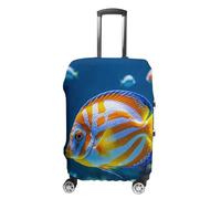 LYHVSFJW Custodia protettiva elastica per bagagli, motivo: pesci tropicali del mondo sottomarino, lavabile, resistente, con aperture con cerniera, adatta per bagagli da 48 a 81 cm (), bianco, L, Fiori
