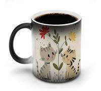 LYHVSFJW Draw Two Cats - Tazza da caffè in ceramica che cambia calore, tazza da tè personalizzata, 325 ml, tazze a sublimazione per bevande calde e fredde, casa, ufficio, feste