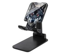 LYHVSFJW Grande lupo nero con occhi rossi pieghevole supporto per telefono cellulare regolabile per scrivania Supporto per cellulare desktop portatile con base antiscivolo si adatta a tutti gli