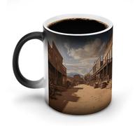 LYHVSFJW Old Wild West Cowboy Town, tazza da caffè in ceramica che cambia il calore, tazza da tè personalizzata, 325 ml, tazze a sublimazione per bevande calde e fredde, casa, ufficio, feste
