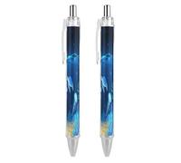 LYHVSFJW Penna a sfera a forma di tartaruga blu, retrattile, inchiostro nero, impugnatura super morbida, penna a inchiostro da 0,5 mm, punta media, penne da ufficio, 2 pezzi