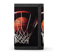 LYHVSFJW Portafoglio Trifold da basket con 8 scomparti per schede, tasca sottile per monete con cerniera, diviso, per uomini e donne, Pallacanestro, Taglia unica, Moderno