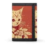 LYHVSFJW Portafoglio Trifold da basket con 8 scomparti per schede, tasca sottile per monete con cerniera, diviso, per uomini e donne, Gatto sdraiato sulla scatola, Taglia unica, Moderno