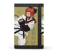 LYHVSFJW Portafoglio triplo pieghevole in cotone rosa con 8 scomparti per carte, tasca per monete sottile con cerniera, diviso, per uomini e donne, Design Taekwondo, Taglia unica, Moderno