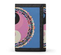 LYHVSFJW Portafoglio triplo pieghevole in cotone rosa con 8 scomparti per carte, tasca per monete sottile con cerniera, diviso, per uomini e donne, Modello Yin Yang, Taglia unica, Moderno