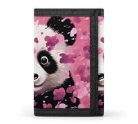 LYHVSFJW Portafoglio triplo pieghevole in cotone rosa con 8 scomparti per carte, tasca per monete sottile con cerniera, diviso, per uomini e donne, Cotone Panda Rosa, Taglia unica, Moderno