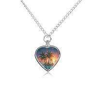 LYHVSFJW Sunrise - Collana con urna a forma di palma tropicale, per ceneri a forma di cuore, collana per cremazione di cani e gatti, ciondolo per animali domestici