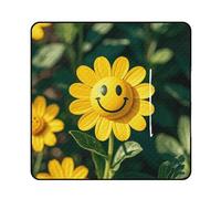 LYHVSFJW Tappetino da picnic convertibile con cerniera e fiore sorridente, extra large, impermeabile e isolante, con design a borsa, pieghevole, per campeggio, spiaggia, parco, 200 x 200 cm
