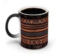 LYHVSFJW Tazza da caffè africana in tessuto di fango tribale, tazza da caffè in ceramica che cambia il calore, tazza da tè personalizzata, tazze a sublimazione da 325 ml, per bevande calde e fredde