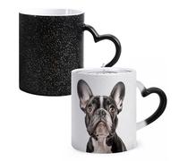 LYHVSFJW Tazza da caffè con bulldog francese, tazza da caffè in ceramica che cambia il calore, tazza da tè personalizzata, 325 ml, tazza a sublimazione per bevande calde e fredde, casa, ufficio, feste