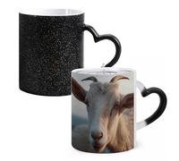 LYHVSFJW Tazza da caffè Docile Goat in ceramica che cambia il calore, tazza da tè personalizzata, 325 ml, tazza a sublimazione per bevande calde e fredde, casa, ufficio, feste