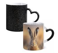 LYHVSFJW Tazza da caffè in ceramica a forma di lepre marrone, cambia calore, tazza da tè personalizzata, 325 ml, sublimazione, per bevande calde e fredde, casa, ufficio, feste