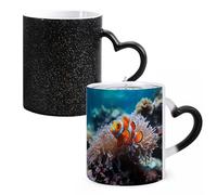 LYHVSFJW Tazza da caffè in ceramica a forma di pesce pagliaccio, che cambia il calore, tazza da tè personalizzata, 325 ml, sublimazione, per bevande calde e fredde, casa, ufficio, feste