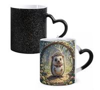 LYHVSFJW Tazza da caffè in ceramica a forma di riccio, che cambia il calore, tazza da tè personalizzata, 325 ml, sublimazione, per bevande calde e fredde, casa, ufficio, feste