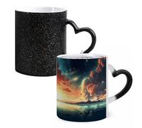 LYHVSFJW Tazza da caffè in ceramica a tema anime, che cambia il calore, tazza da tè personalizzata, 325 ml, sublimazione, per bevande calde e fredde, casa, ufficio, feste