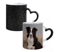 LYHVSFJW Tazza da caffè in ceramica con Border Collie, che cambia il calore, tazza da tè personalizzata, 325 ml, sublimazione, per bevande calde e fredde, casa, ufficio, feste