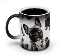 LYHVSFJW Tazza da caffè in ceramica con bulldog francese, tazza da caffè che cambia calore, tazza da tè personalizzata, 325 ml, tazze a sublimazione per bevande calde e fredde, casa, ufficio, feste