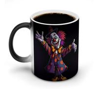 LYHVSFJW Tazza da caffè in ceramica con clown in stile cartone animato, tazza da caffè in vetro che cambia calore, tazza da tè personalizzata, 325 ml, tazze a sublimazione per bevande calde e fredde