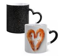 LYHVSFJW Tazza da caffè in ceramica con due gamberetti rossi, che cambia il calore, tazza da tè personalizzata a sublimazione per bevande calde e fredde, casa, ufficio, feste
