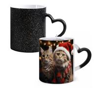 LYHVSFJW Tazza da caffè in ceramica con gatto natalizio, cambia calore, tazza da tè personalizzata, 325 ml, sublimazione, per bevande calde e fredde, casa, ufficio, feste