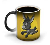 LYHVSFJW Tazza da caffè in ceramica con immagine di asino in stile cartone animato, tazza da caffè in vetro che cambia calore, tazza da tè personalizzata, 325 ml, tazze a sublimazione per bevande
