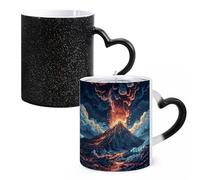 LYHVSFJW Tazza da caffè in ceramica con immagine di un vulcano, che cambia il calore, tazza da tè personalizzata, 325 ml, sublimazione, per bevande calde e fredde, casa, ufficio, feste