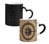LYHVSFJW Tazza da caffè in ceramica con mappa stradale e bussola, cambia calore, tazza da tè personalizzata, 325 ml, sublimazione, per bevande calde e fredde, casa, ufficio, feste