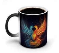 LYHVSFJW Tazza da caffè in ceramica con motivo fenice del fuoco e dell'acqua, tazza da caffè in vetro che cambia calore, tazza da tè personalizzata, 325 ml, tazze a sublimazione per bevande calde e