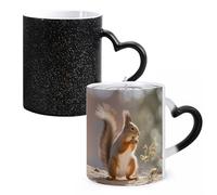 LYHVSFJW Tazza da caffè in ceramica con motivo scoiattolo, tazza da caffè che cambia il calore, tazza da tè personalizzata, 325 ml, sublimazione, per bevande calde e fredde, casa, ufficio, feste