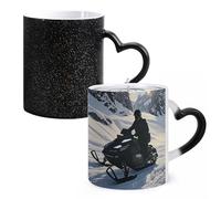 LYHVSFJW Tazza da caffè in ceramica con motoslitta che cambia il calore, tazza da tè personalizzata, 325 ml, sublimazione, per bevande calde e fredde, casa, ufficio, feste