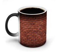 LYHVSFJW Tazza da caffè in ceramica con muro di mattoni rossi, tazza da caffè in vetro che cambia calore, tazza da tè personalizzata, 325 ml, tazze a sublimazione per bevande calde e fredde, casa