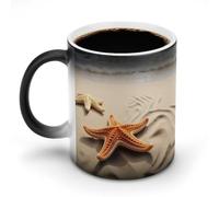 LYHVSFJW Tazza da caffè in ceramica con paesaggio sulla spiaggia, tazza da caffè che cambia calore, tazza da tè personalizzata, 325 ml, tazze a sublimazione per bevande calde e fredde, casa, ufficio