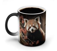 LYHVSFJW Tazza da caffè in ceramica con panda rossi, tazza da caffè in vetro che cambia calore, tazza da tè personalizzata, 325 ml, tazze a sublimazione per bevande calde e fredde, casa, ufficio