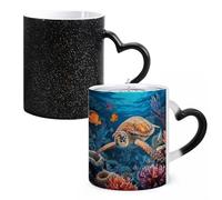 LYHVSFJW Tazza da caffè in ceramica con pesci tropicali e stelle marine, che cambia il calore, tazza da tè personalizzata, 325 ml, sublimazione, per bevande calde e fredde, casa, ufficio, feste
