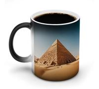 LYHVSFJW Tazza da caffè in ceramica con piramide egiziana nel deserto, tazza da caffè in vetro che cambia calore, tazza da tè personalizzata, 325 ml, tazze a sublimazione per bevande calde e fredde