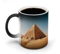 LYHVSFJW Tazza da caffè in ceramica con piramide egiziana nel deserto, tazza da caffè in vetro che cambia calore, tazza da tè personalizzata, 325 ml, tazze a sublimazione per bevande calde e fredde