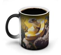LYHVSFJW Tazza da caffè in ceramica con pitone giallo e bianco che cambia calore, tazza da tè personalizzata, 325 ml, tazze a sublimazione per bevande calde e fredde, casa, ufficio, feste