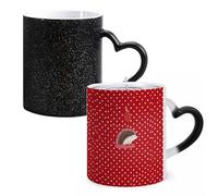 LYHVSFJW Tazza da caffè in ceramica con riccio rosso a pois, cambia il calore, tazza da tè personalizzata, 325 ml, tazza a sublimazione per bevande calde e fredde, casa, ufficio, feste