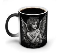 LYHVSFJW Tazza da caffè in ceramica con ritratto di angelo, tazza da caffè in ceramica che cambia calore, tazza da tè personalizzata, 325 ml, tazze a sublimazione per bevande calde e fredde, casa