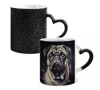 LYHVSFJW Tazza da caffè in ceramica, con ritratto di carlino, che cambia il calore, tazza da tè personalizzata, 325 ml, sublimazione, per bevande calde e fredde, casa, ufficio, feste
