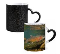 LYHVSFJW Tazza da caffè in ceramica con scritta "Brook Trout Fly Fishing" che cambia il calore, tazza da tè personalizzata, 325 ml, sublimazione, per bevande calde e fredde, casa, ufficio, feste
