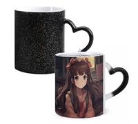 LYHVSFJW Tazza da caffè in ceramica con scritta in inglese "Little Woman in Anime" che cambia il calore, tazza da tè personalizzata, 325 ml, sublimazione, per bevande calde e fredde, casa, ufficio