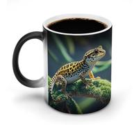 LYHVSFJW Tazza da caffè in ceramica con stampa leopardata Little Gecko, che cambia calore, tazza da tè personalizzata, 325 ml, tazze a sublimazione per bevande calde e fredde, casa, ufficio, feste