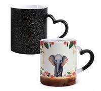LYHVSFJW Tazza da caffè - Tazza da caffè in ceramica con elefante portafortuna che cambia il calore, tazza da tè personalizzata, 325 ml, tazza a sublimazione per bevande calde e fredde, casa, ufficio